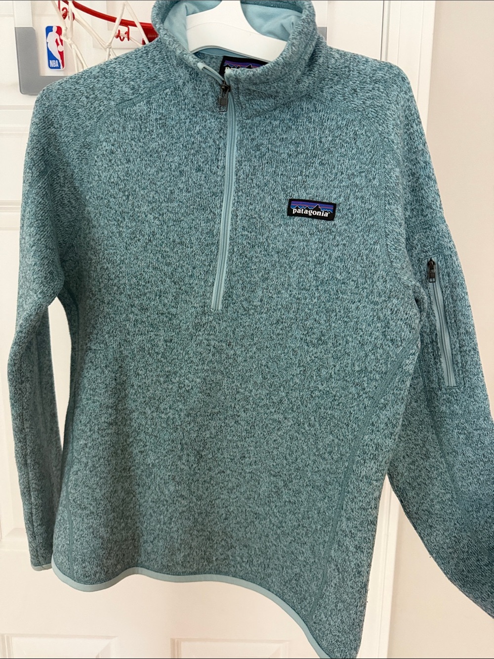 Patagonia Teal Half-Zip Teddy Fleece Pullover